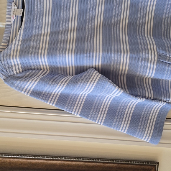 LIZ CLAIBORNE BRAND WOMEN'S BLUE & WHITE STRIPES 3/4 SLEEVES TOP SIZE LARGE - Picture 5 of 16